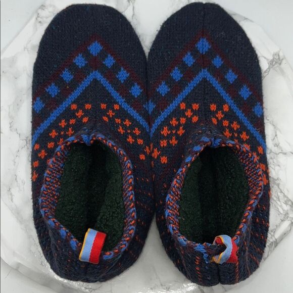 BOMBAS Fair Isle Multicolor Knit Sherpa Lined Gripper Slipper-L - Picture 6 of 8